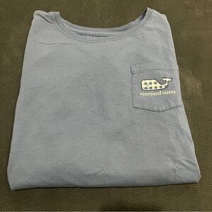 Vineyard Vines Long-Sleeve Pocket Tee in Light Blue with Whale Logo